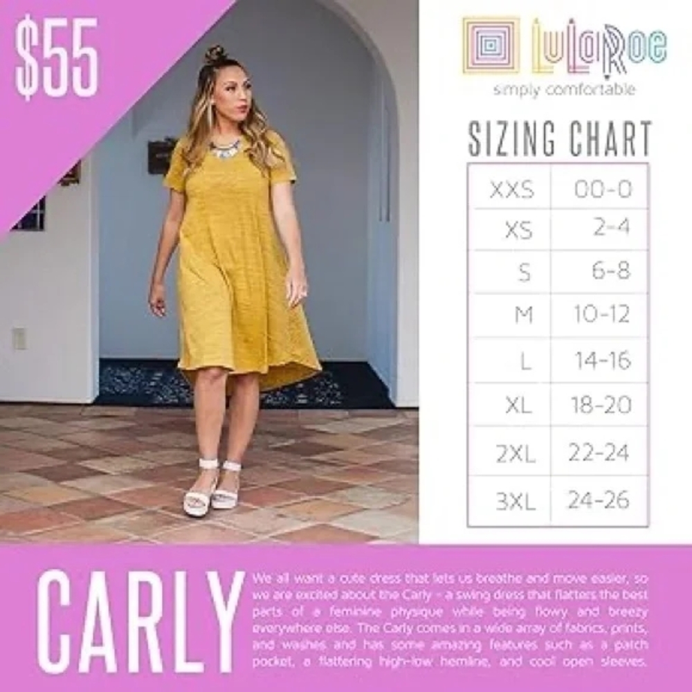 LuLaRoe 2XL Carly Orange and Pink A-Line High Low Dress - Picture 5 of 5
